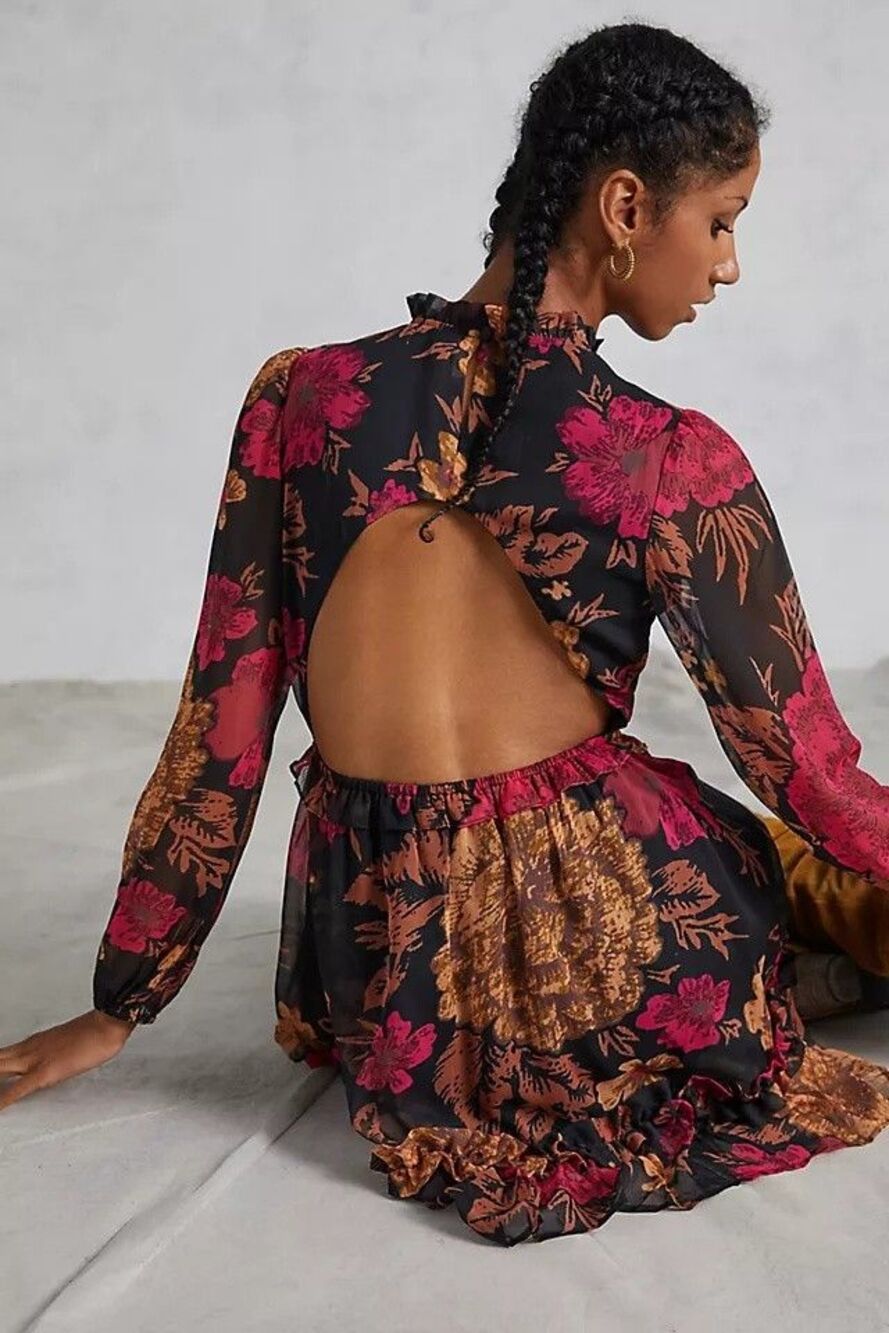 NWT Porridge by Anthropologie Puff-Sleeved Floral Mini Dress Size 2XLarge Whimsy - Picture 3 of 16